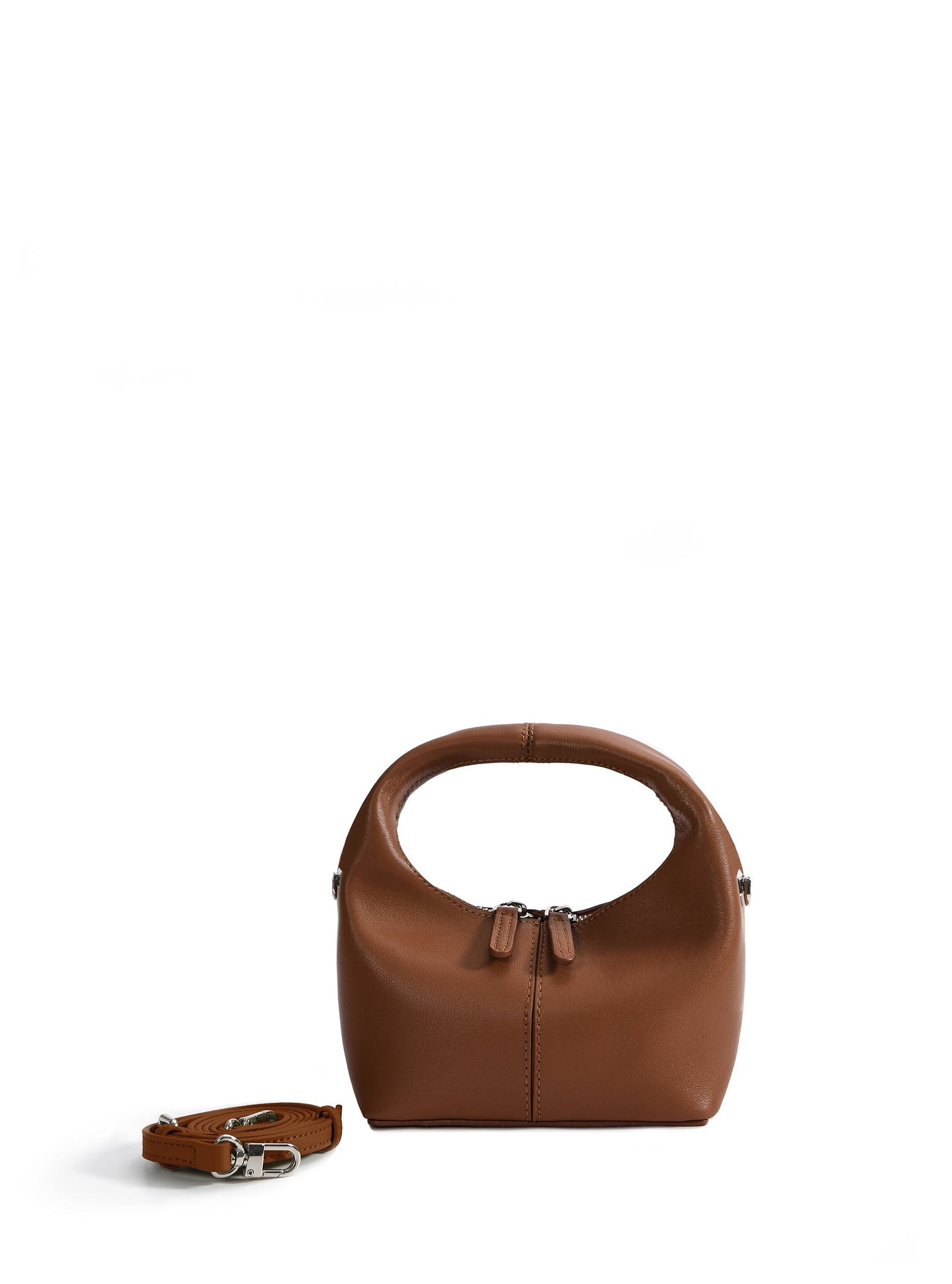 Rebecca Small Cutie Leather Bag, Caramel