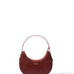 Naomi Leather Moon Bag with Croc-Embossed Pattern, Caramel