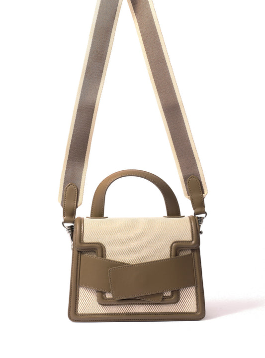 Evelyn Bag in Canvas and Genuine Leather, Gray