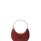 Naomi Leather Moon Bag with Croc-Embossed Pattern, Caramel