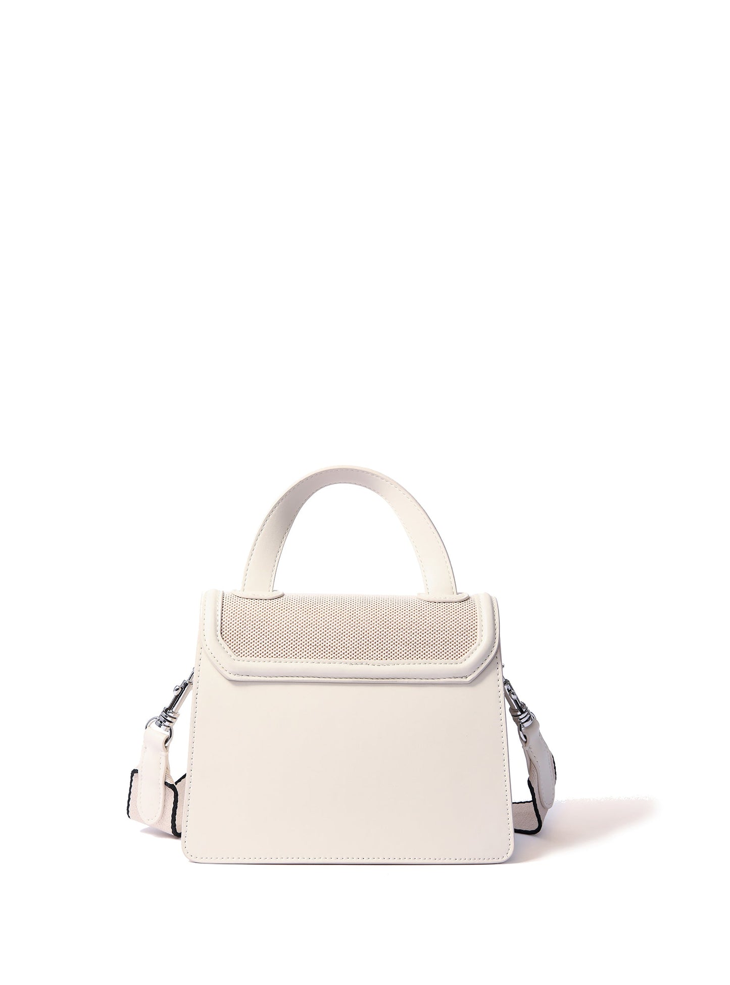 Evelyn Bag in Canvas and Genuine Leather, White