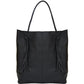 Black Drawcord Leather Hobo Shoulder Bag