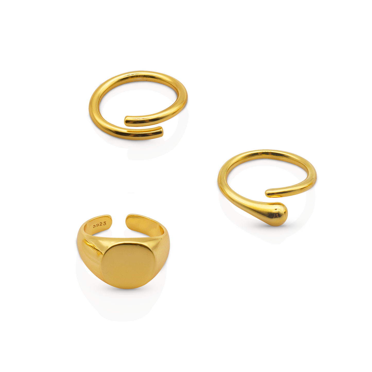 GOLD SIGNET RINGS SET