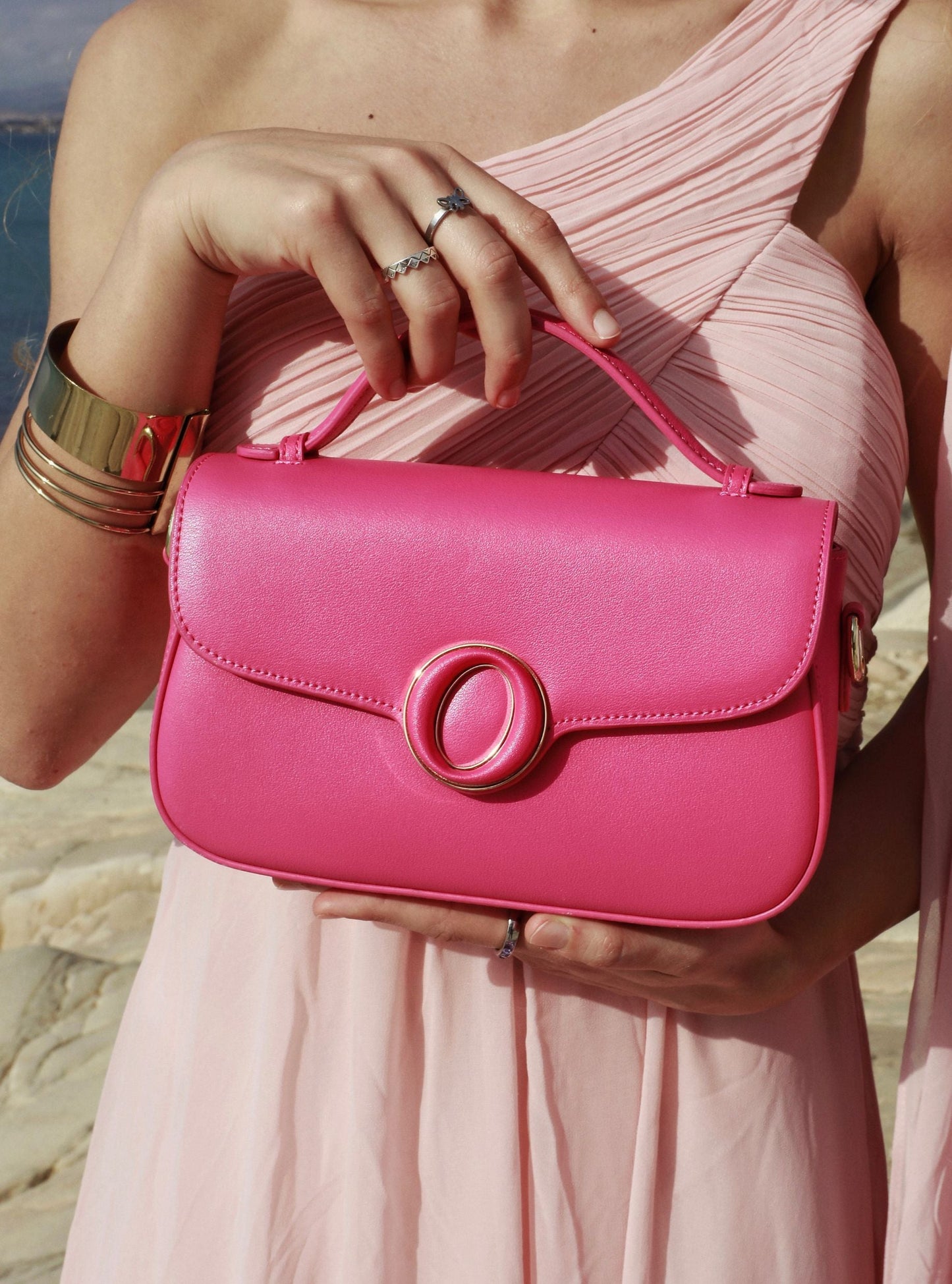 Makoto Leather Bag, Pink