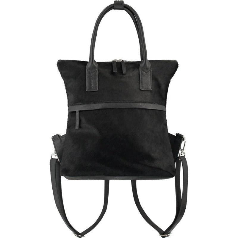 Black Convertible Leather Backpack