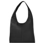 Black Zip Leather Shoulder Hobo Bag