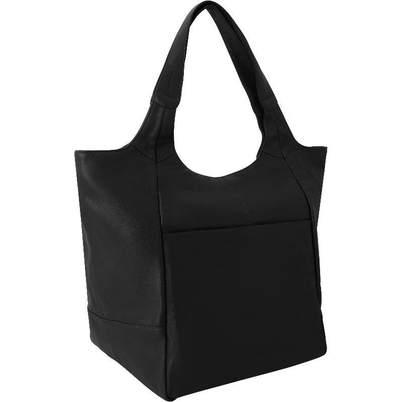 Black Large Pocket Tote Shoulder Bag