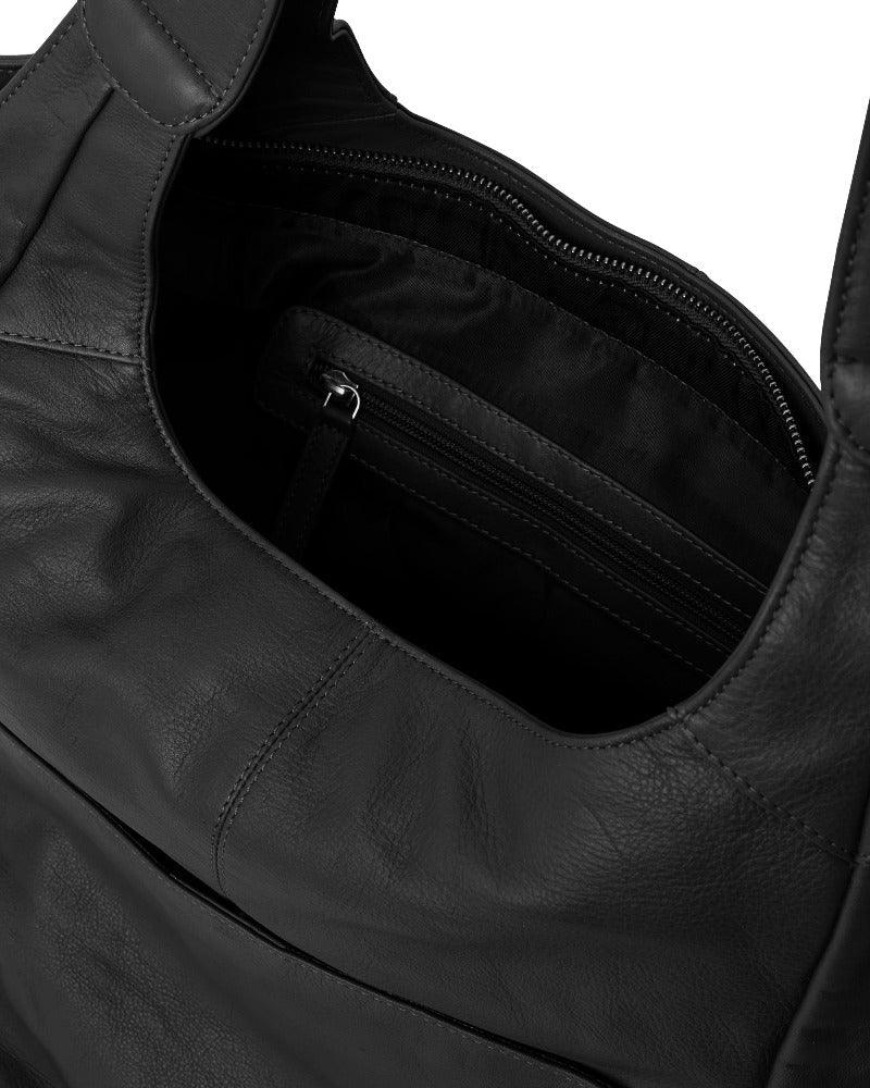 Black Large Pocket Tote Shoulder Bag