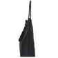 Black Drawcord Leather Hobo Shoulder Bag