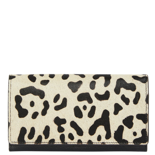 Ivory Animal Print Leather Multi Section Purse