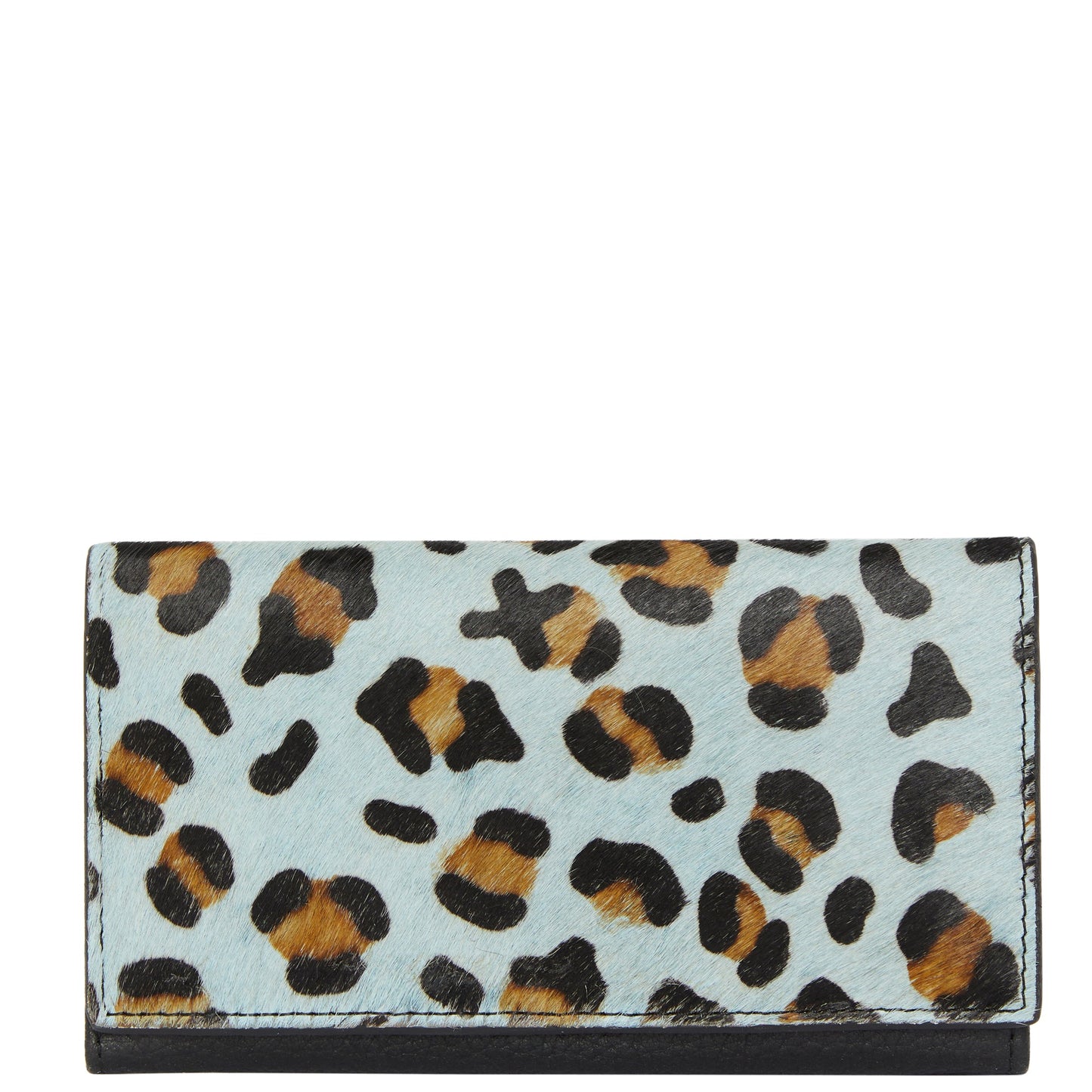 Blue Animal Print Leather Multi Section Purse