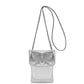 Silver Metallic Crossbody Leather Phone Bag