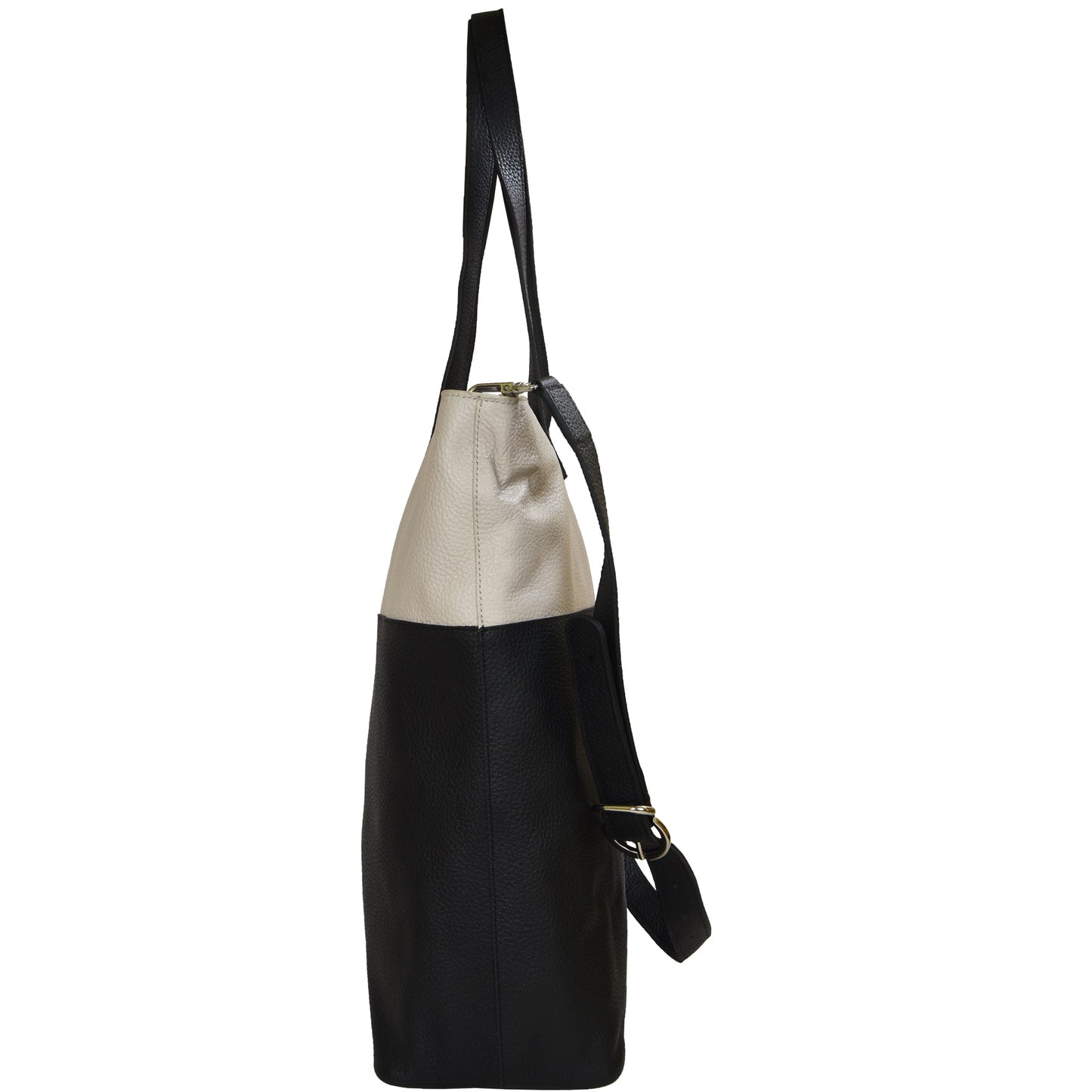 Ivory And Black Two Tone Leather Tote