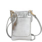 Silver Metallic Crossbody Leather Phone Bag