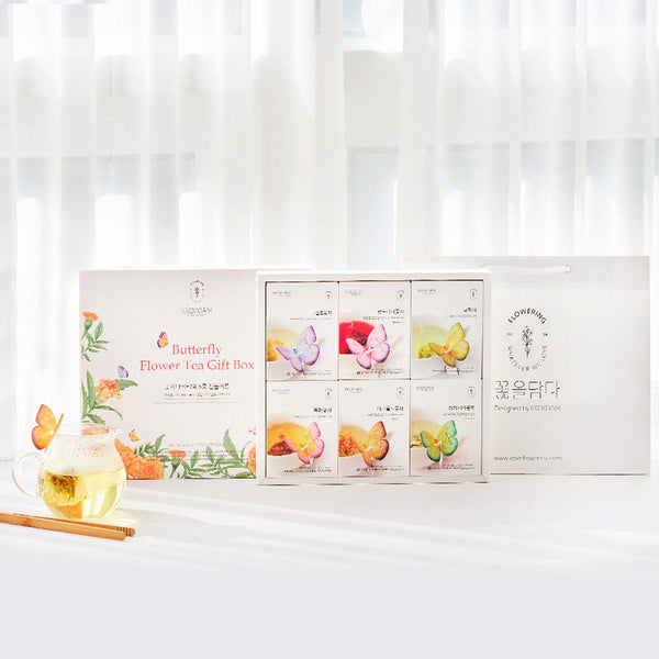 6 Butterfly Flower Tea Bag Orange Box - BotoxBarb 
