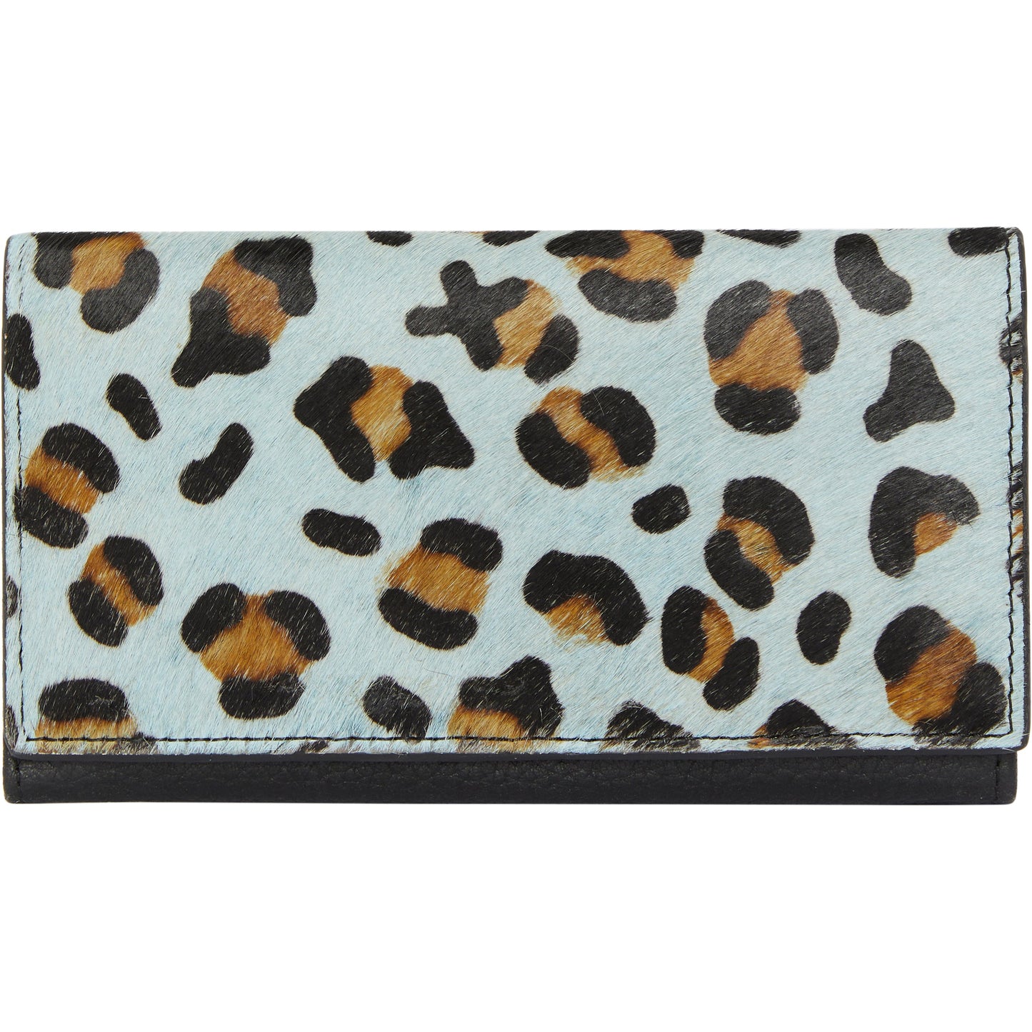 Blue Animal Print Leather Multi Section Purse