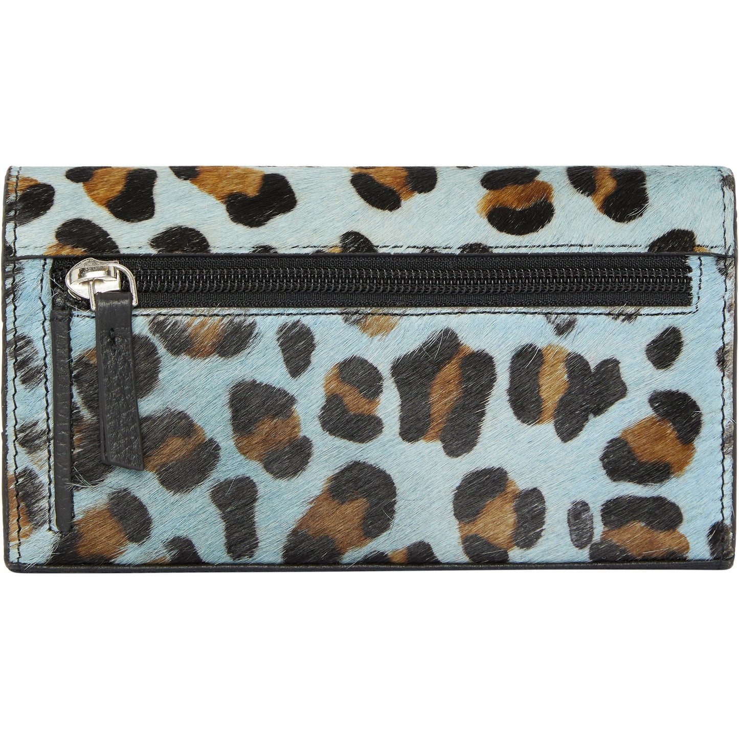 Blue Animal Print Leather Multi Section Purse