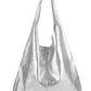 Silver Metallic Leather Hobo Shoulder Bag