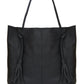 Black Drawcord Leather Hobo Shoulder Bag